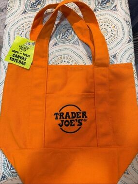 Trader Joe's Mini Orange Canvas Tote Bag- ltd edit